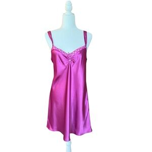 Morgan Taylor Satin Chemise Gown Berry Pink Size L
